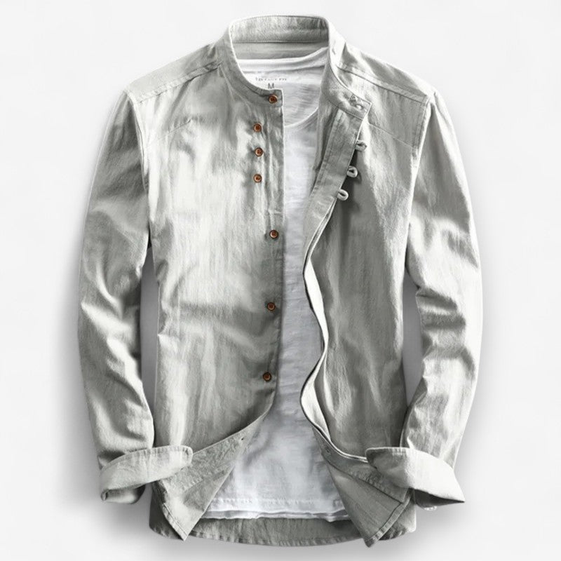 Camisa japonesa con cuello de banda de trabajo Takumi