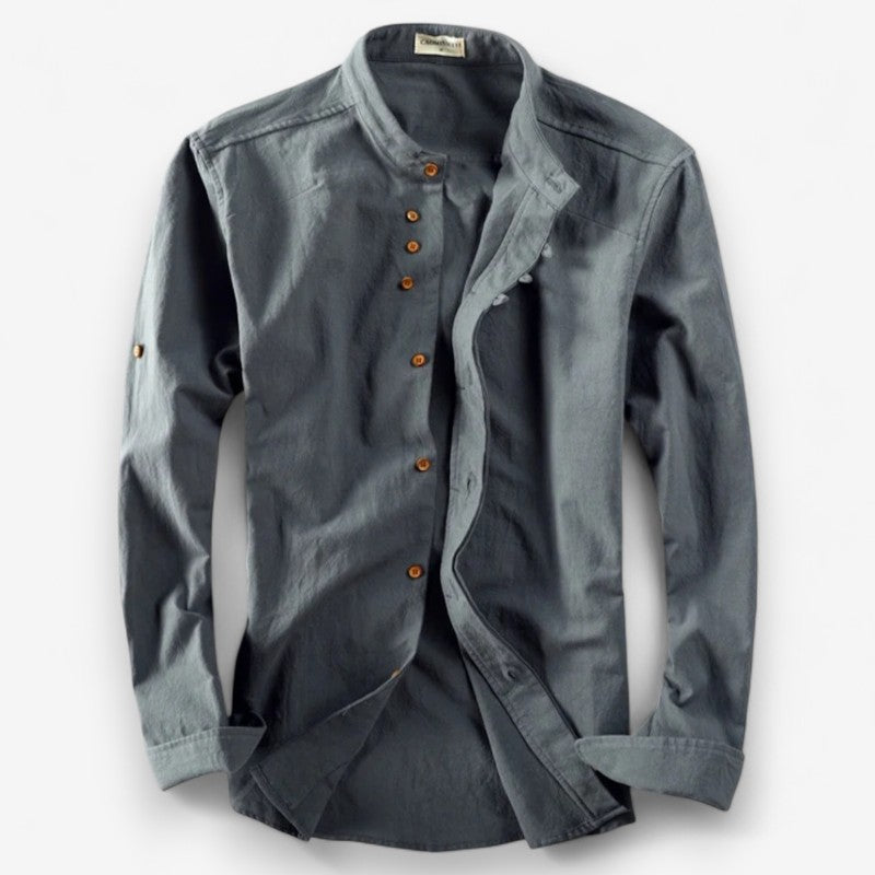 Camisa japonesa con cuello de banda de trabajo Takumi