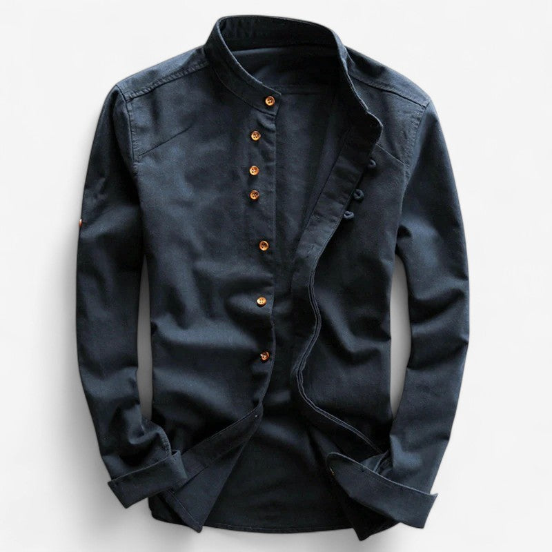 Camisa japonesa con cuello de banda de trabajo Takumi